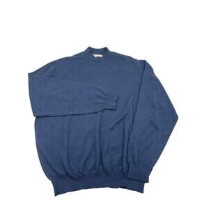 John W. Nordstrom Mens Navy Extra Fine Merino Wool Mock Neck Sweater Sz XL